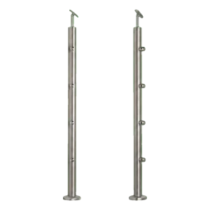 PSG Poste de balaustrada central passante ø 42,4 mm AISI 304 – 4 suportes, acetinado