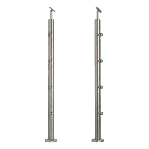 PSG Poste de balaustrada central passante ø 42,4 mm AISI 304 – 4 suportes, acetinado 001-204 (1)