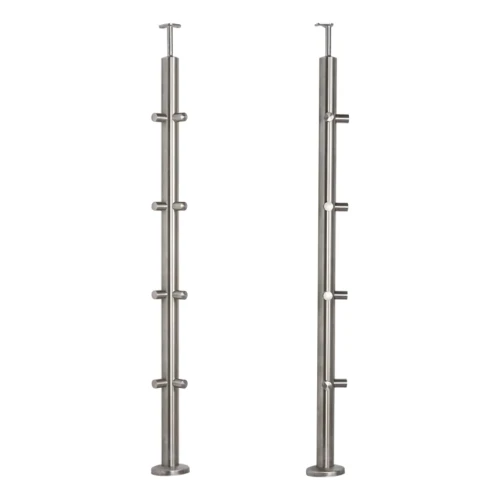 PSG poste de balaustrada de canto em aço AISI 304 ø42,4 mm H1060 mm com suportes para tubos ø12 mm 001-206 (1)