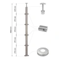 PSG poste de balaustrada de canto em aço AISI 304 ø42,4 mm H1060 mm com suportes para tubos ø12 mm 001-206 (2)