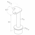 PSG poste de balaustrada de canto em aço AISI 304 ø42,4 mm H1060 mm com suportes para tubos ø12 mm 001-206 (4)