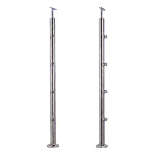 Poste de balaustrada passante PSG Ø42,4 mm em aço inoxidável AISI 304 – 4 suportes Ø12, montagem no pavimento 001-207 (1)